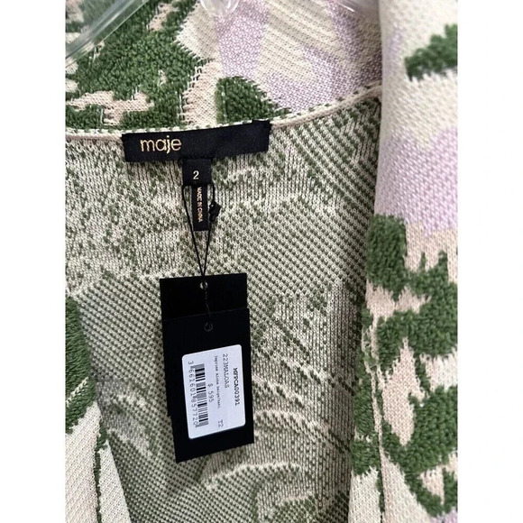 Maje Womens Cardiagan Size Small Imprime Aloha Belted Cardigan Jacket $595 - Picture 8 of 11